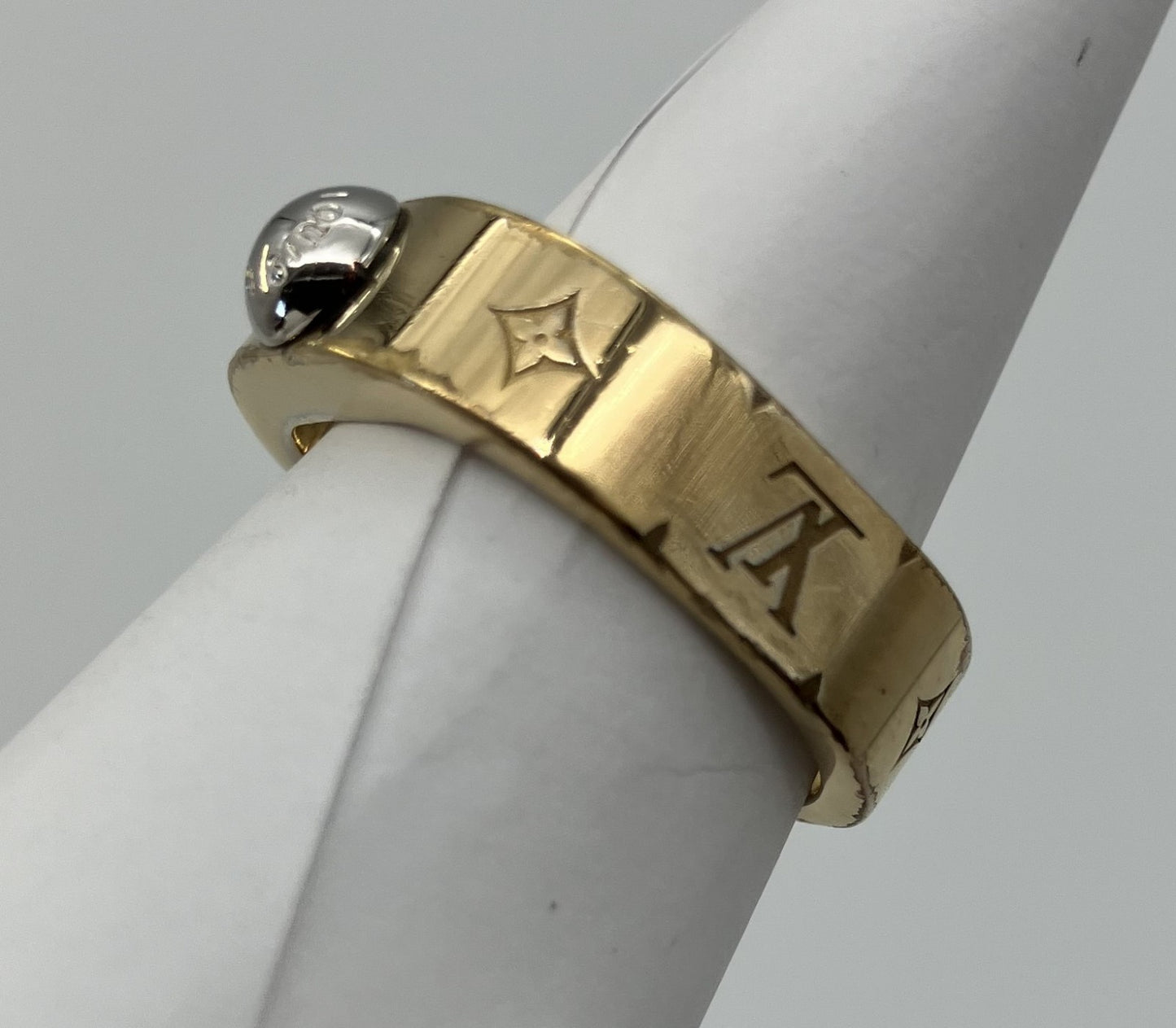 LOUIS VUITTON M00212 Nanogram Ring Size L (JP 15) (US 8) (EU 55) Gold Free Shipping 