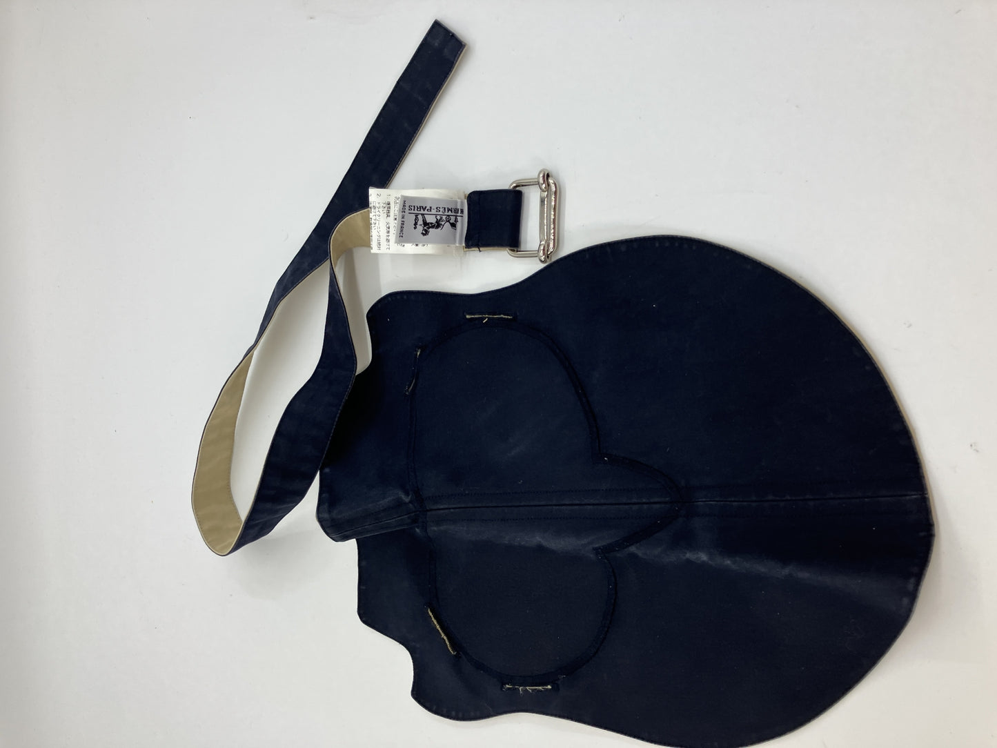 HERMES Paris Dog Coat Cape Cotton Navy Beige Buckle Strap Made in France