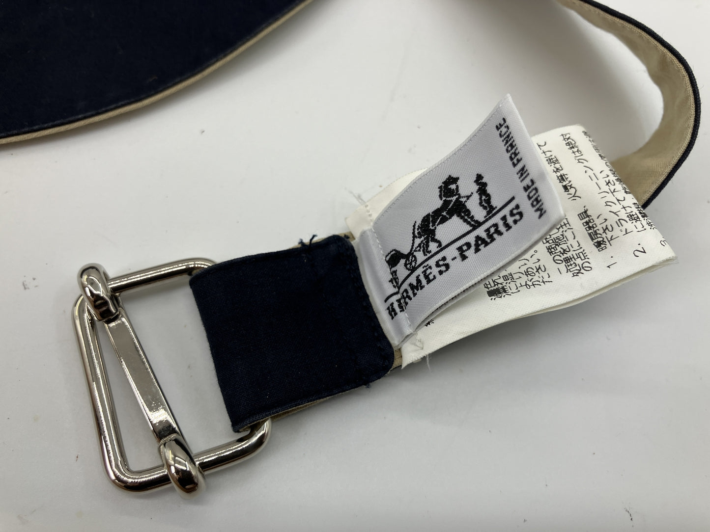 HERMES Paris Dog Coat Cape Cotton Navy Beige Buckle Strap Made in France
