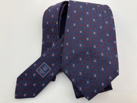CHANEL Tie - Navy Blue - 10 cm (3.94 inch) Wide -