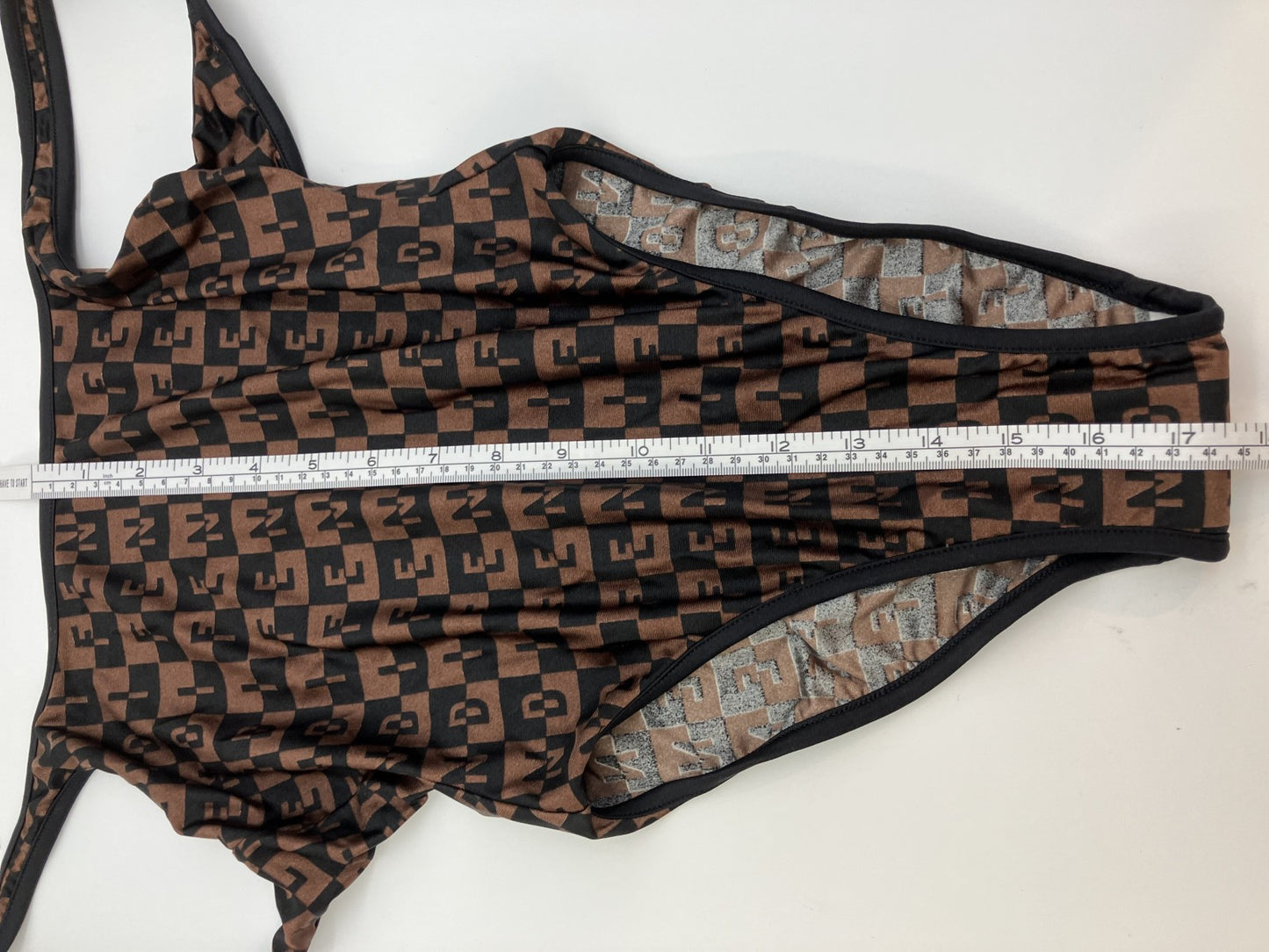 [Wearing picture included] FENDI logo one-piece swimsuit brown IT40 S-M size