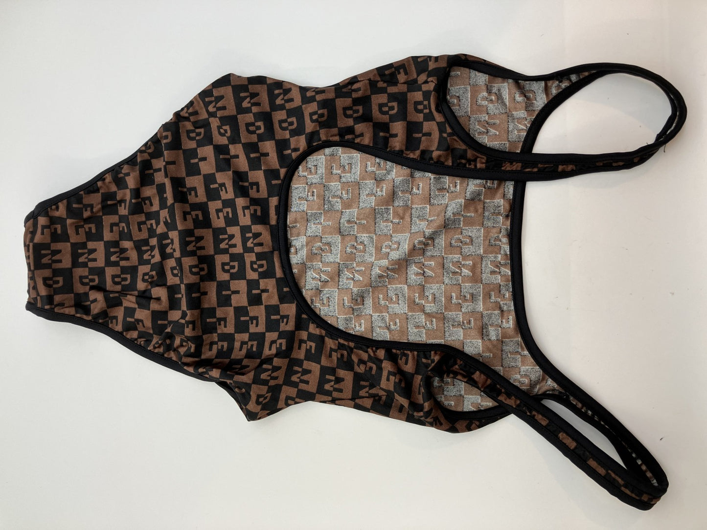 [Wearing picture included] FENDI logo one-piece swimsuit brown IT40 S-M size