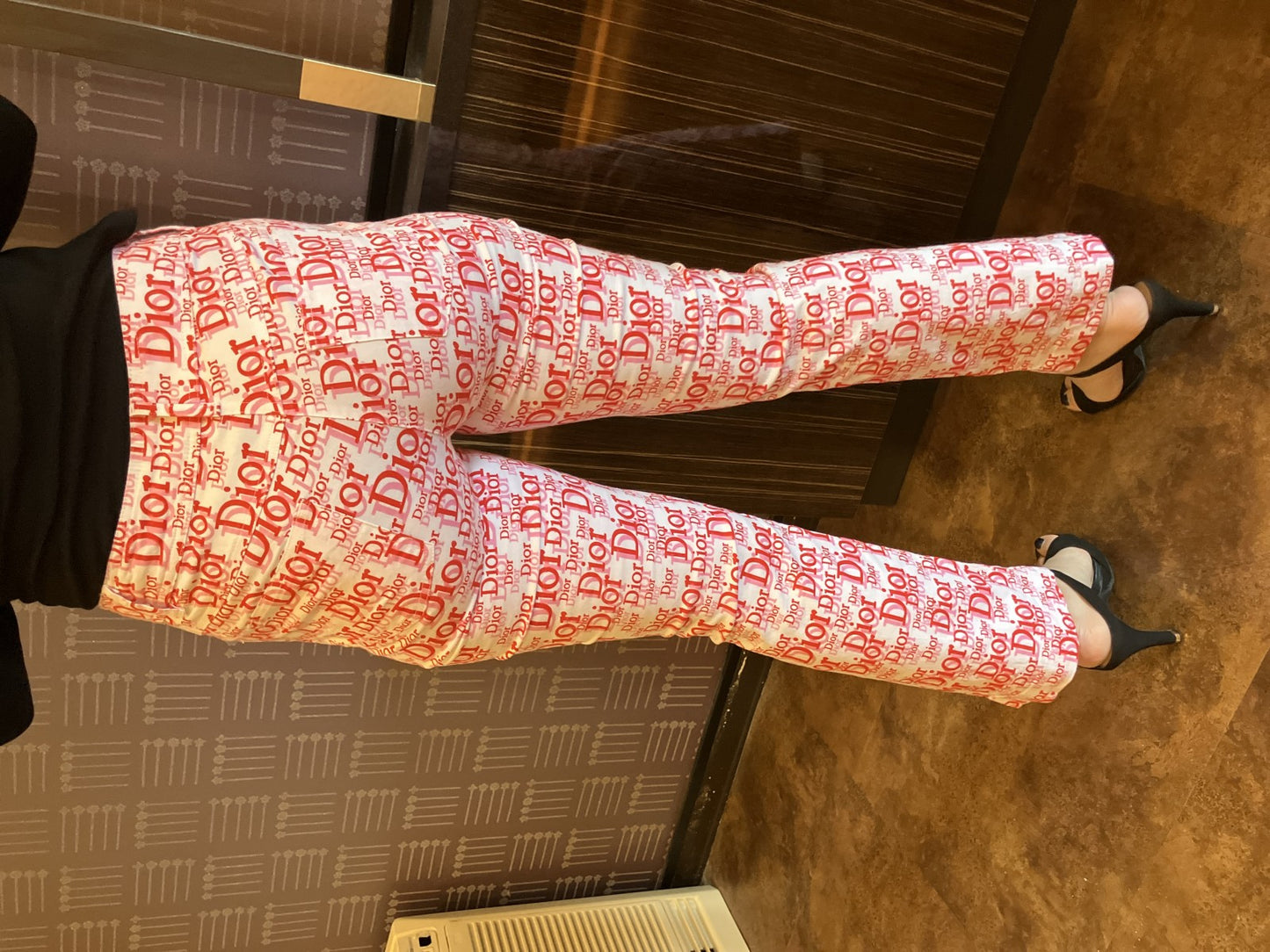 Christian Dior Logo Pants Red White Monogram Vintage France Size 40