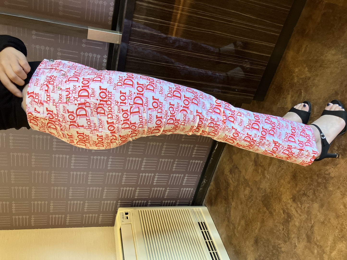 Christian Dior Logo Pants Red White Monogram Vintage France Size 40