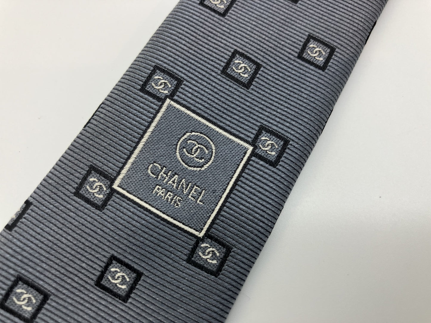 CHANEL Tie - Gray - 8 cm (3.14 inch) Wide -