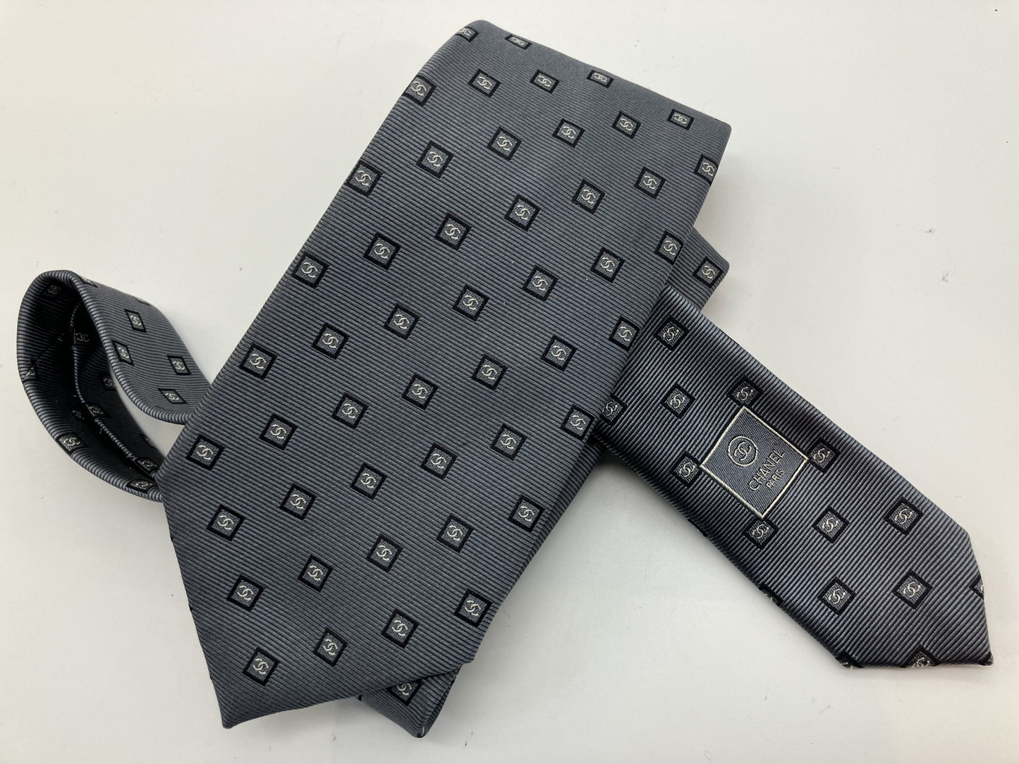 CHANEL Tie - Gray - 8 cm (3.14 inch) Wide -