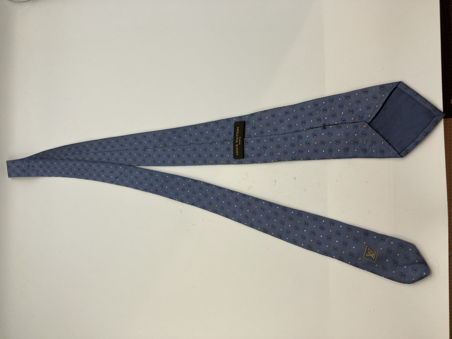 LOUIS VUITTON tie, blue-gray, width 8 cm (3.15 inch), box included, free shipping 