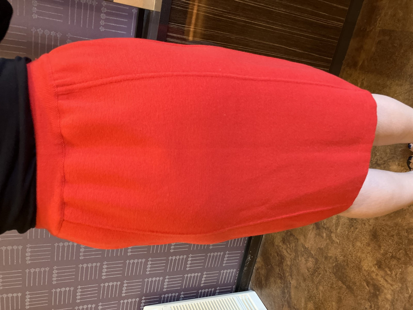 CHANEL Red Knit Skirt Elastic Waist Made in Italy Vintage Women’s
