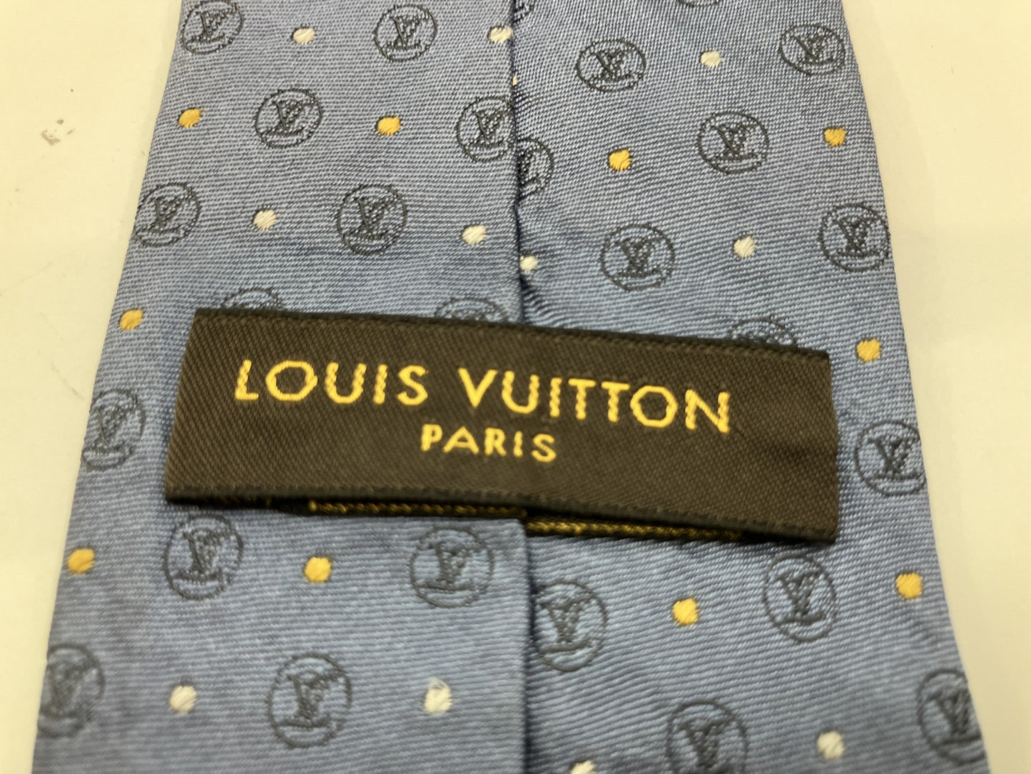 LOUIS VUITTON tie, blue-gray, width 8 cm (3.15 inch), box included, free shipping 