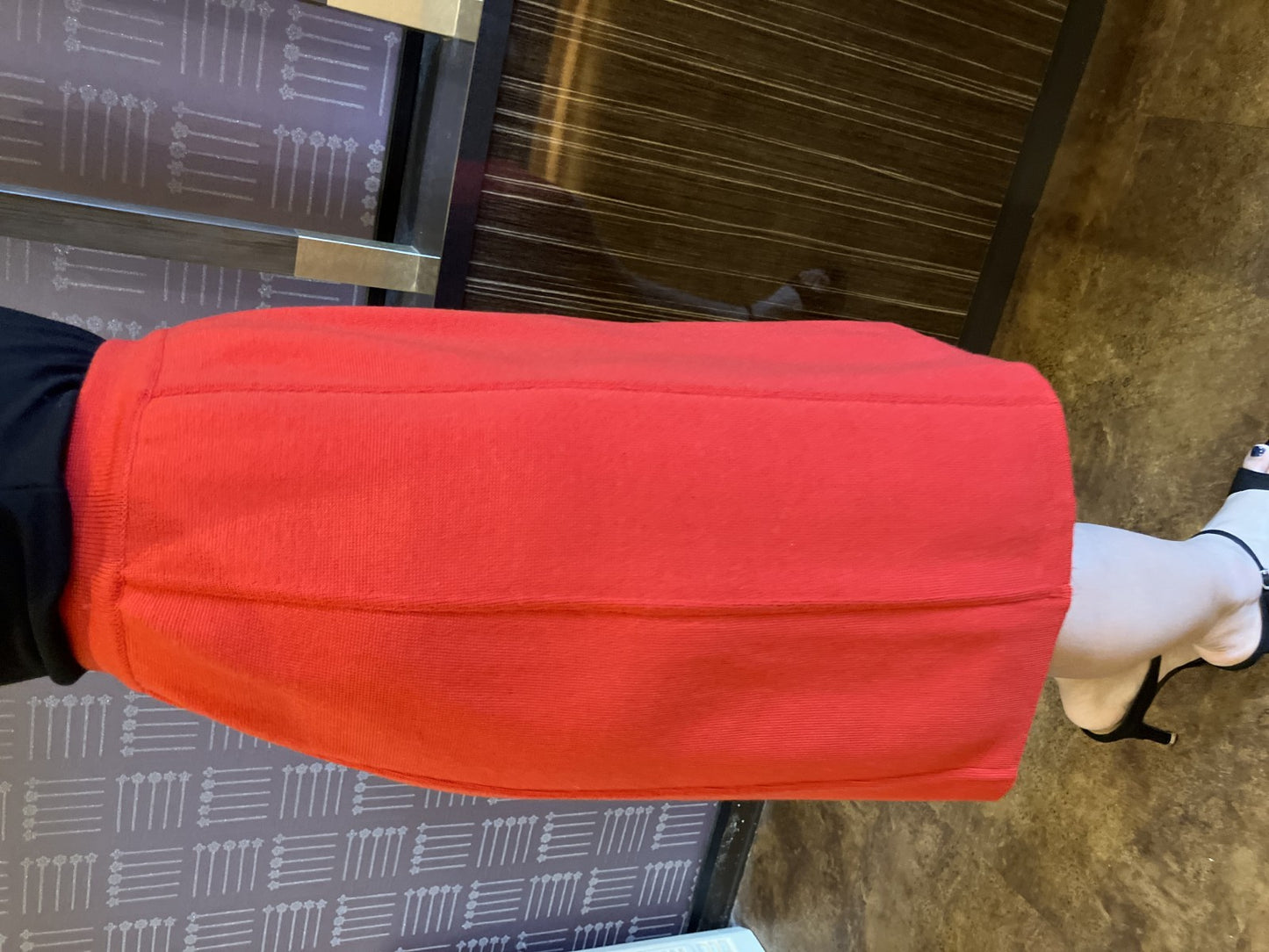 CHANEL Red Knit Skirt Elastic Waist Made in Italy Vintage Women’s