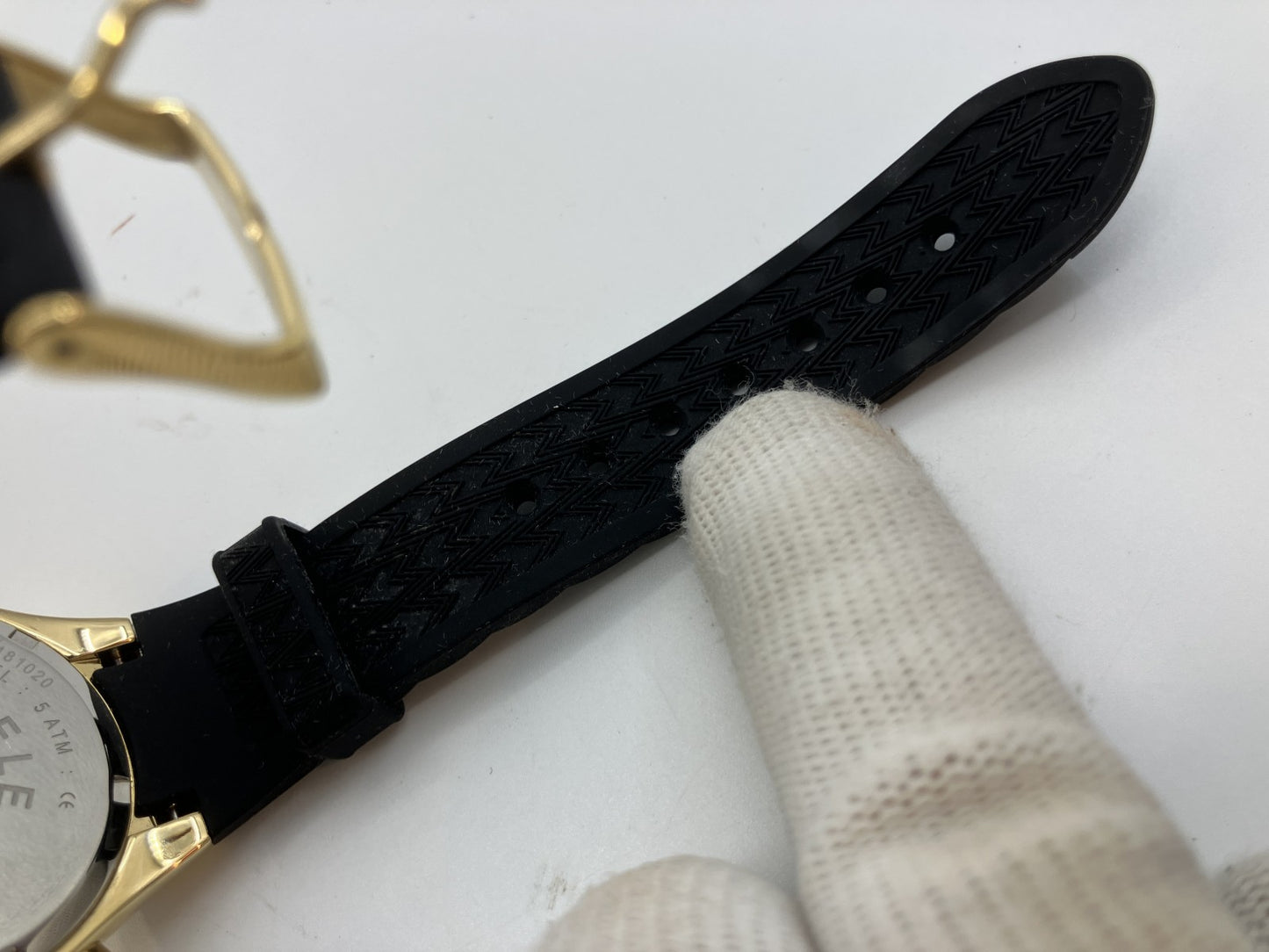 Michele Chronograph Leopard Dial Men’s Watch Rubber Strap Gold Tone w/ Box & Guarantee