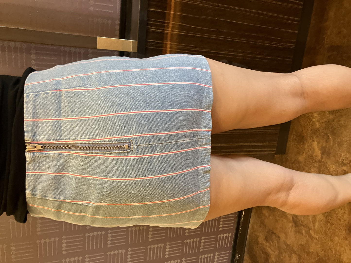 T Alexander Wang Striped Denim Mini Skirt Blue Size 0 Zip Back