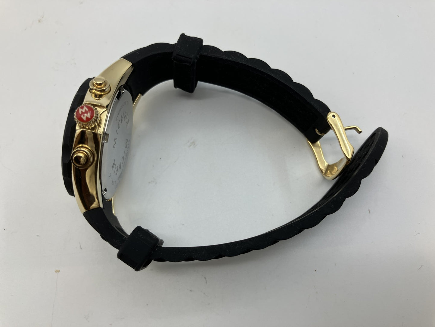 Michele Chronograph Leopard Dial Men’s Watch Rubber Strap Gold Tone w/ Box & Guarantee