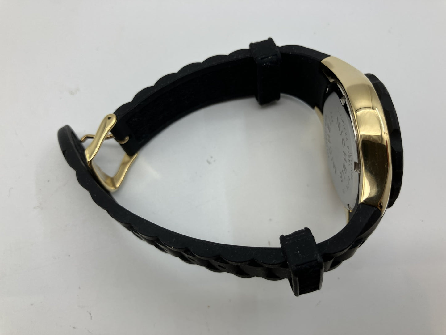 Michele Chronograph Leopard Dial Men’s Watch Rubber Strap Gold Tone w/ Box & Guarantee