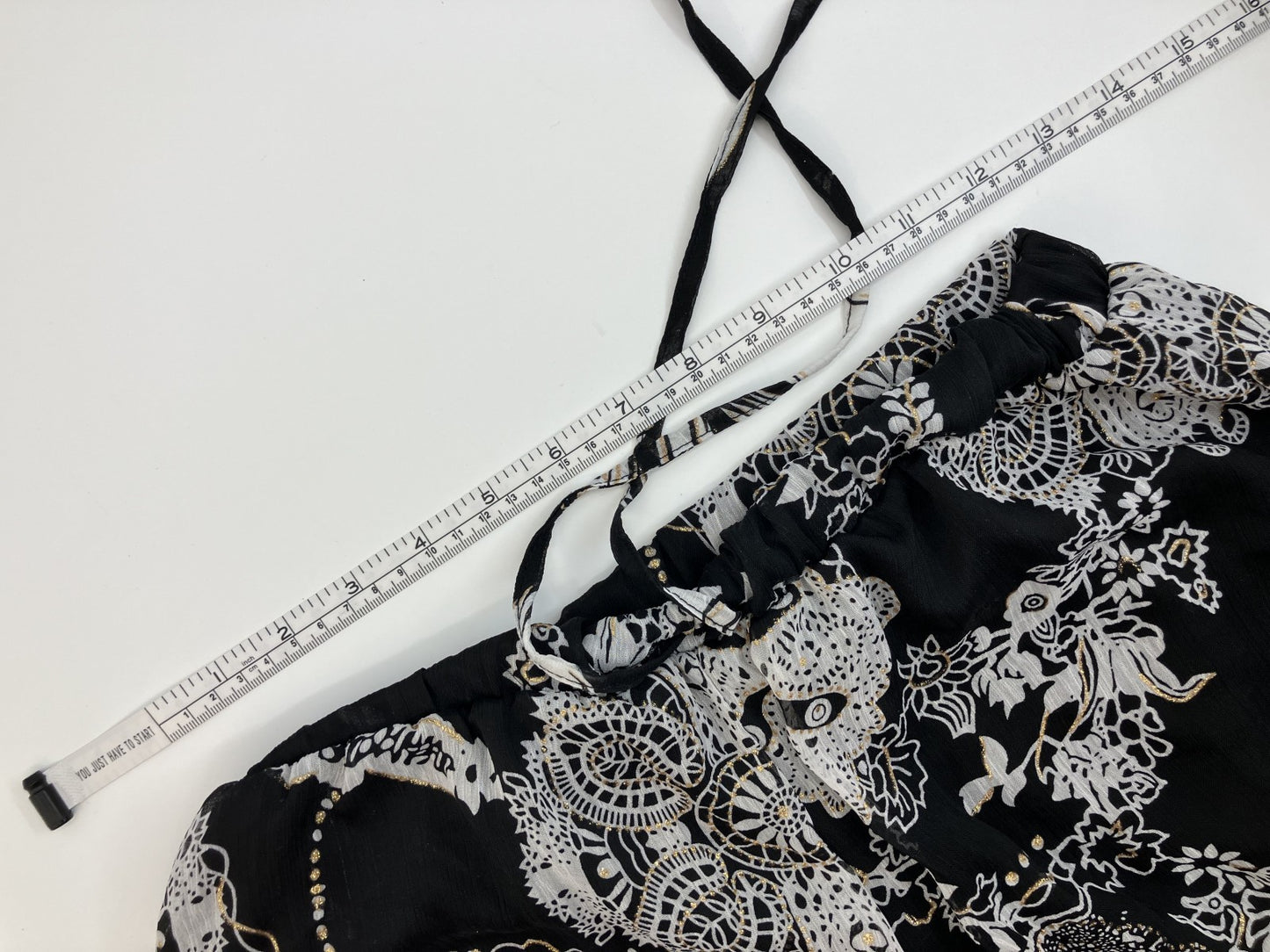 Wearing image included ◁EIvory crop top & lace pattern wide pants 2-piece set