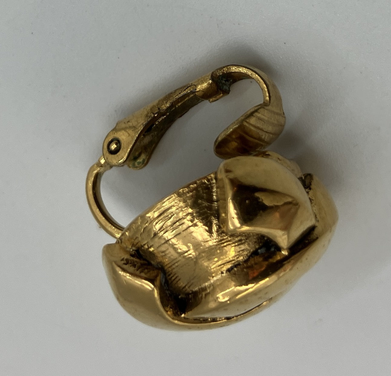 CHANEL CC Logo Gold-Tone Clip-On Earring Single Vintage GP ~1.7cm