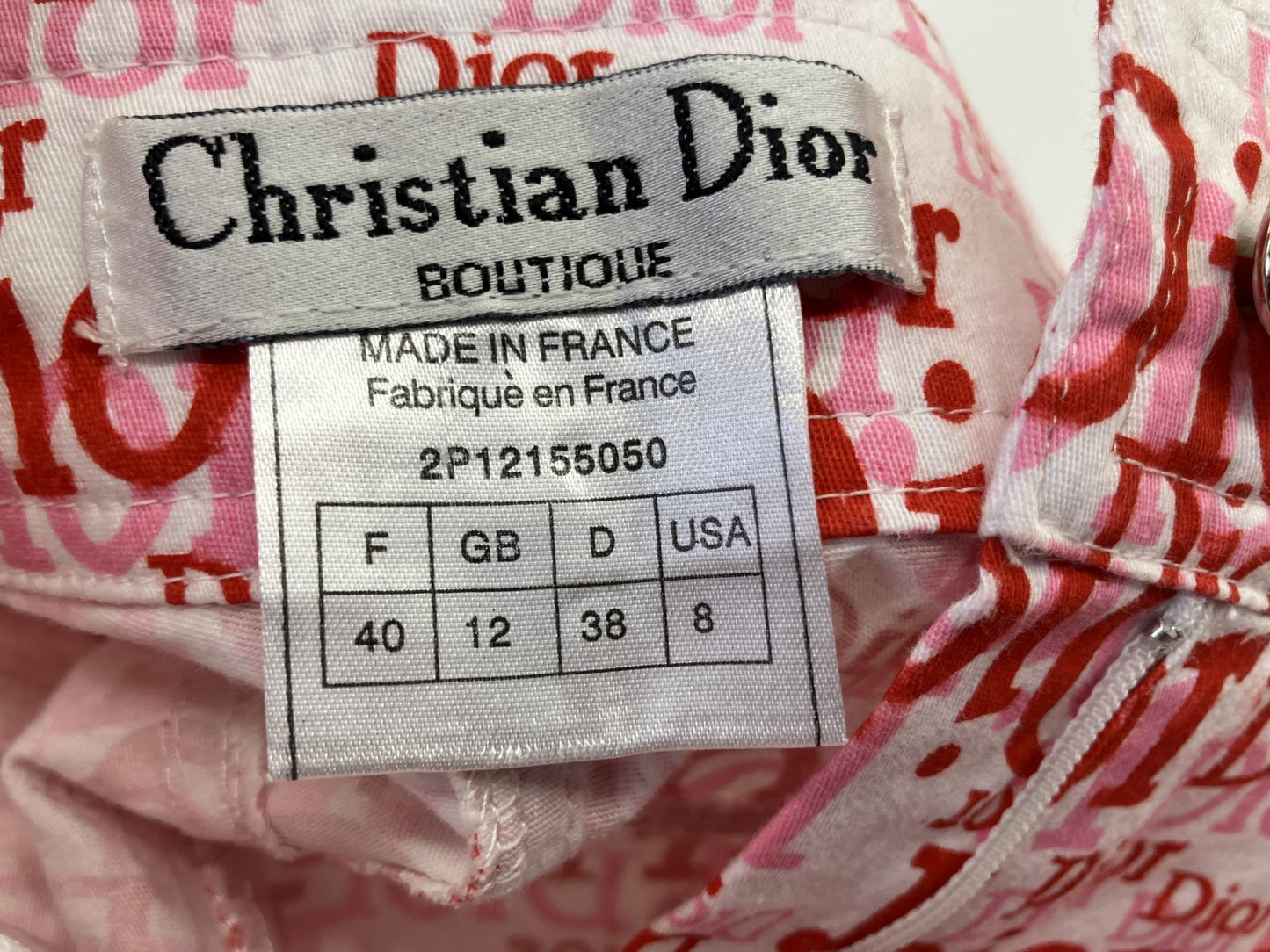 Christian Dior Logo Pants Red White Monogram Vintage France Size 40