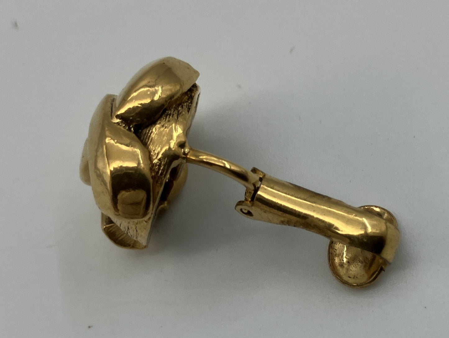 CHANEL CC Logo Gold-Tone Clip-On Earring Single Vintage GP ~1.7cm