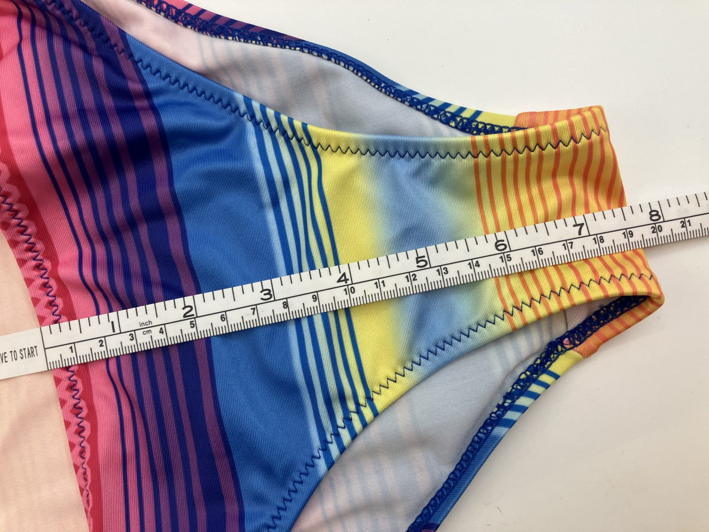 [Beautiful item] Rainbow Pattern Bikini Top and Bottom + See-through Wrap Skirt 3-piece set (Size 1X)