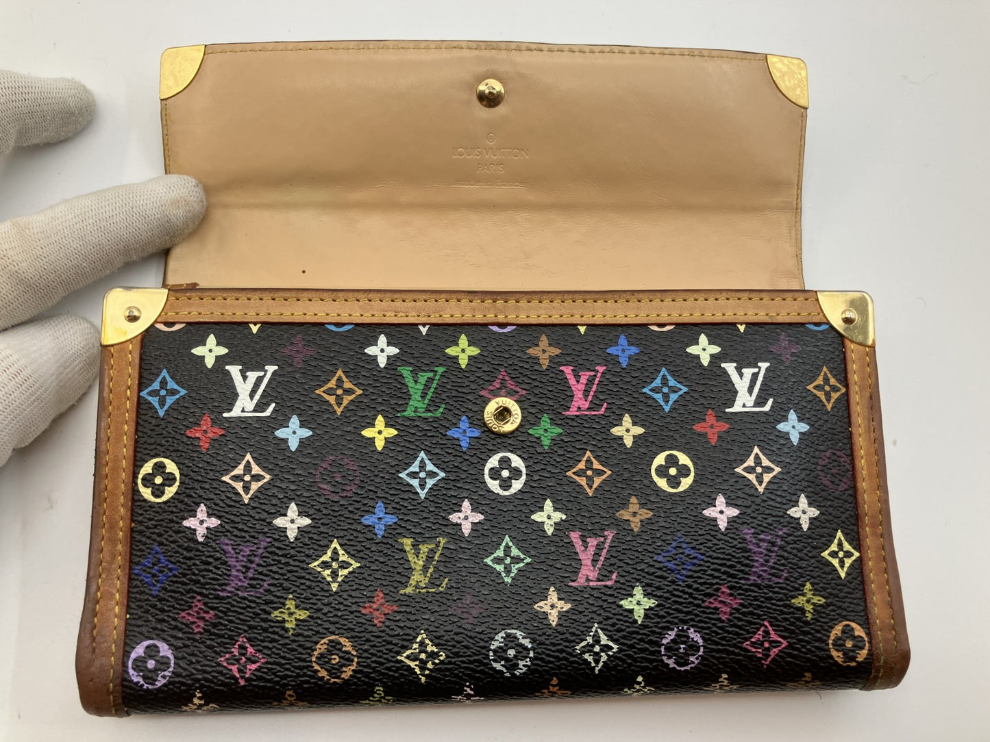 Louis Vuitton Monogram Multicolore Porte Tresor International Wallet M92658 Black