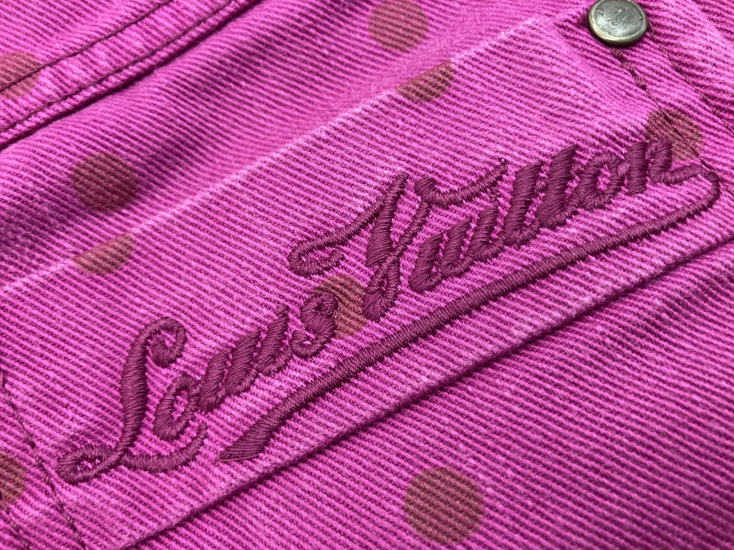 Louis Vuitton Pink Denim Mini Skirt Size 38 Polka Dot Embroidery Italy