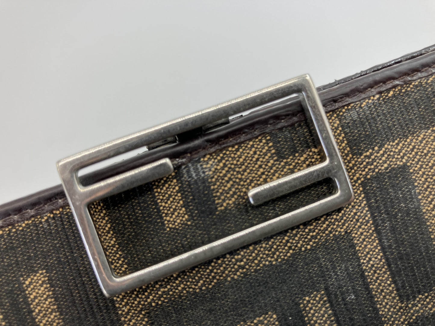 Fendi Zucca Long Wallet Brown Canvas Leather FF Logo Bifold Vintage Italy