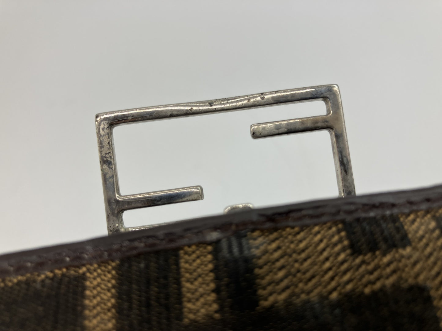 Fendi Zucca Long Wallet Brown Canvas Leather FF Logo Bifold Vintage Italy