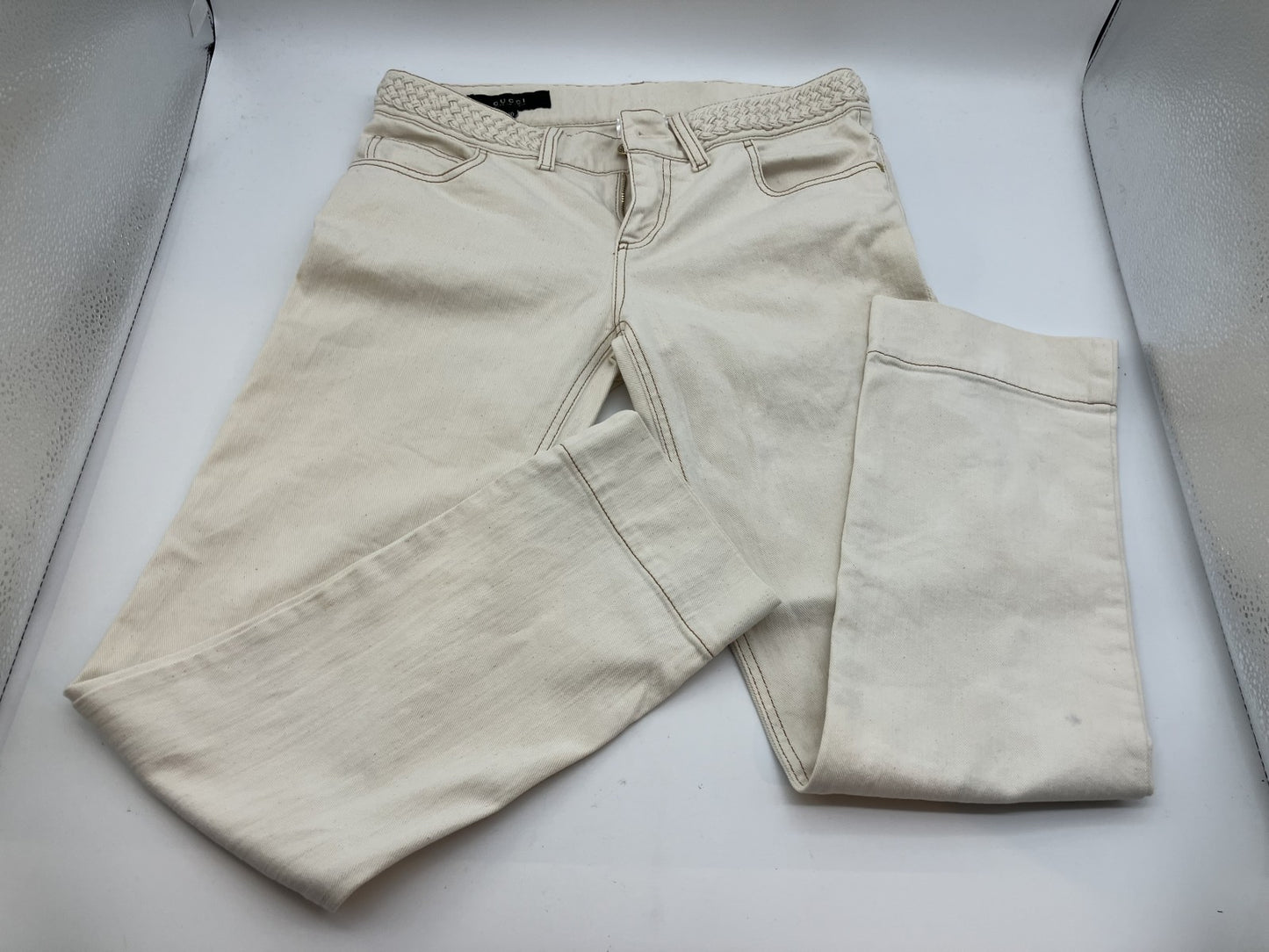 GUCCI denim pants white size 40 (waist: 40cm) (inseam: 70cm) (hips: 45cm) (thigh width: 26cm) (sleeve width: 17cm) Free shipping 