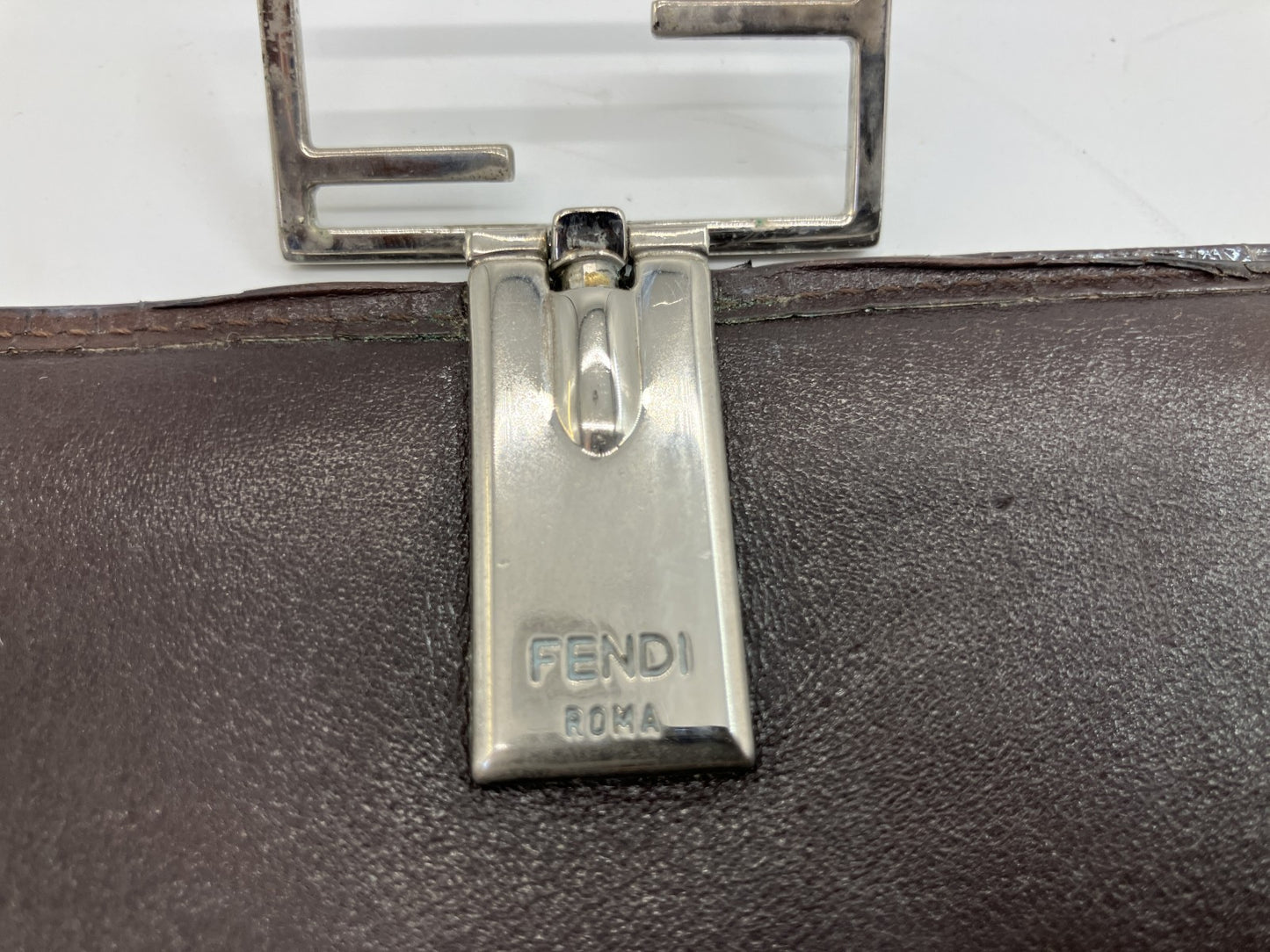 Fendi Zucca Long Wallet Brown Canvas Leather FF Logo Bifold Vintage Italy
