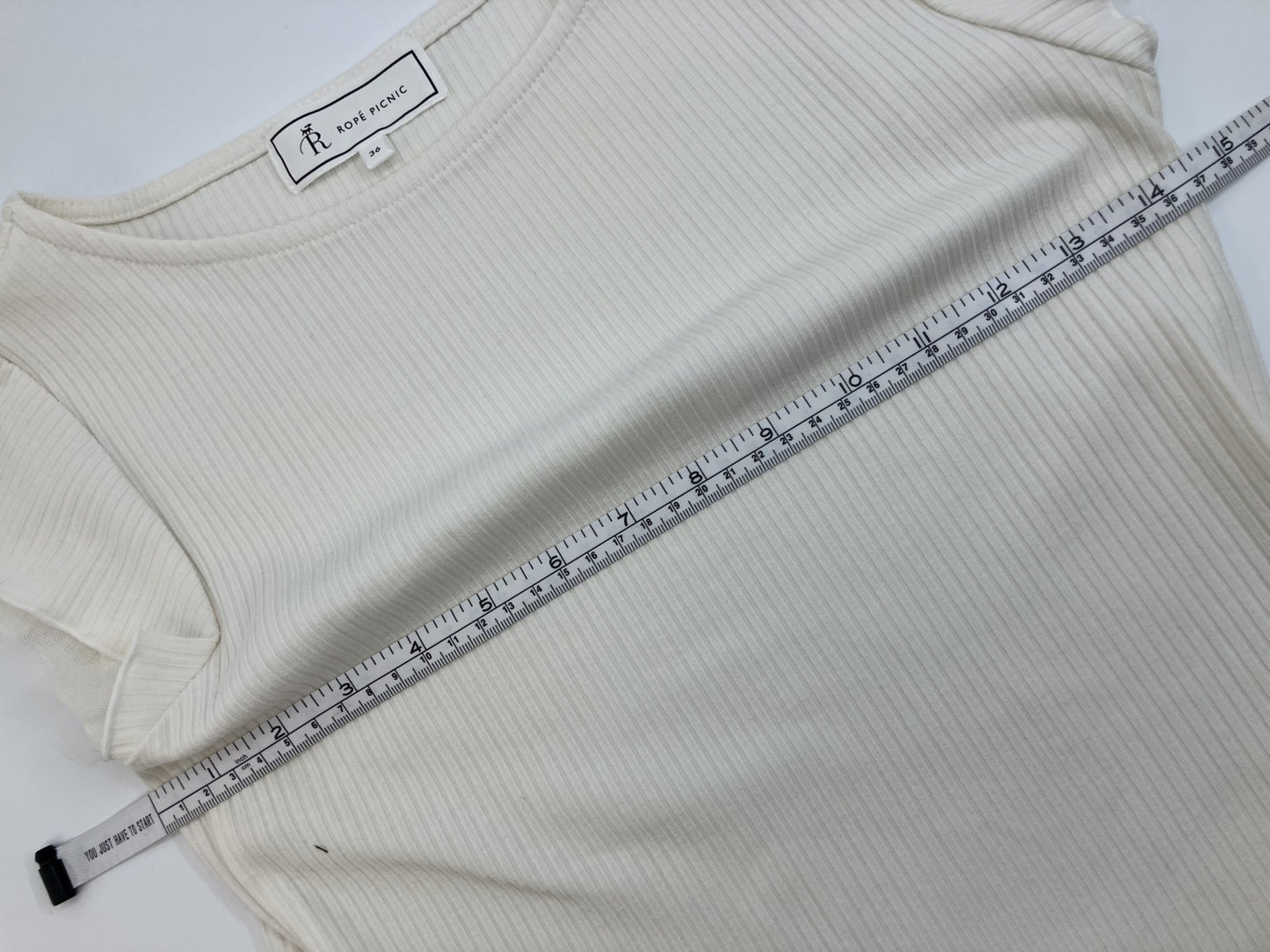 ROPE PICNIC White Top Size 36 (Bust 37-17.7") + Beige A-line Skirt Size L (Waist 33-15.7") Set Up with Wearing Pictures Lined Beautiful Simple Coordination Follow 5%