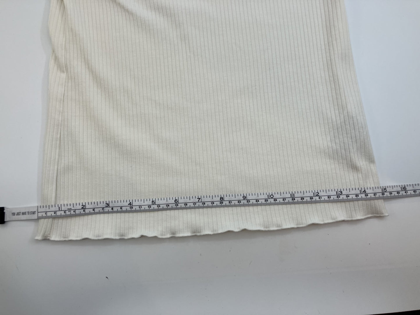 ROPE PICNIC White Top Size 36 (Bust 37-17.7") + Beige A-line Skirt Size L (Waist 33-15.7") Set Up with Wearing Pictures Lined Beautiful Simple Coordination Follow 5%