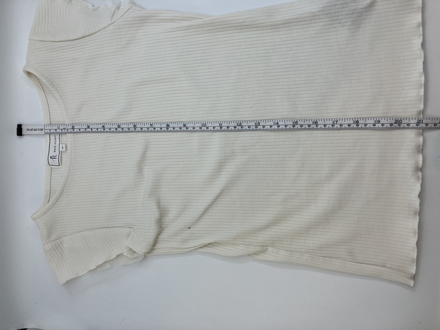 ROPE PICNIC White Top Size 36 (Bust 37-17.7") + Beige A-line Skirt Size L (Waist 33-15.7") Set Up with Wearing Pictures Lined Beautiful Simple Coordination Follow 5%