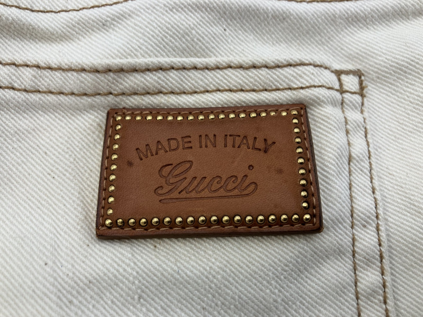 GUCCI Denim Pants White Size 40(Waist: 40 cm)(Inseam: 70 cm)(Hip: 45 cm)(Watter(Thigh): 26 cm)(Sleeve Width: 17 cm) Free Shipping