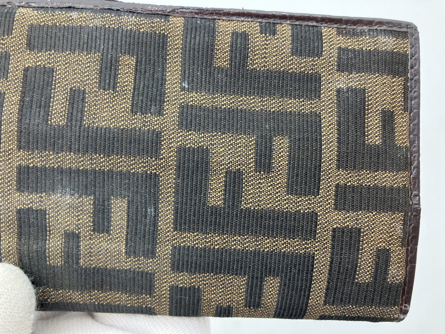 Fendi Zucca Long Wallet Brown Canvas Leather FF Logo Bifold Vintage Italy