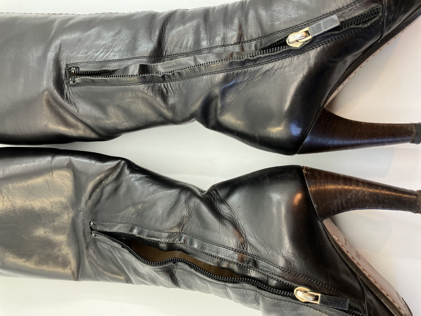 LOUIS VUITTON leather long boots black (EU 35.5)(US 5.5)(22.5 cm)(8.86 inch) heel 8.5 cm with box and bag