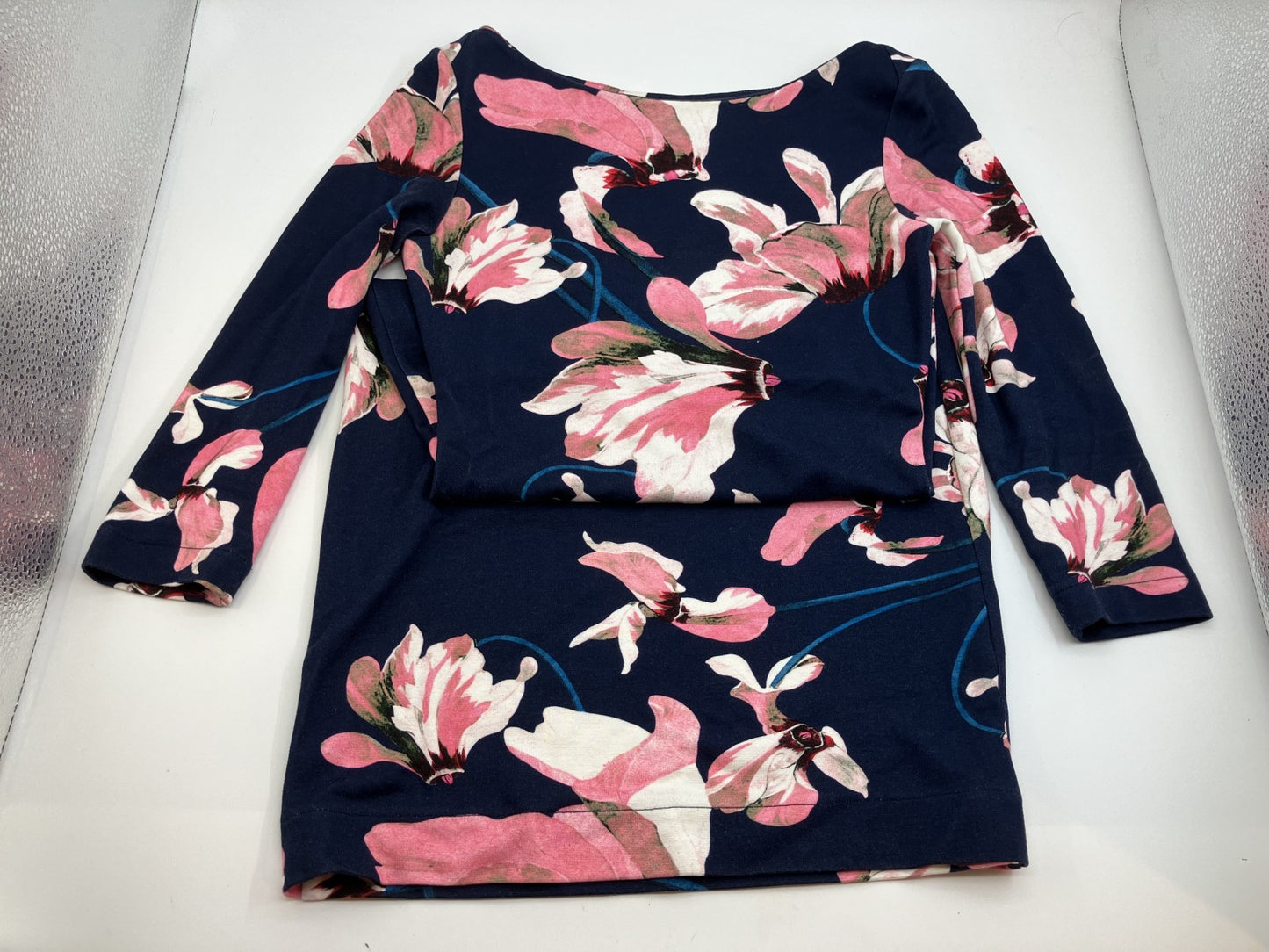 [Wearing picture included] ERDEM Navy x Pink Floral Print Bodycon Dress S-M Size