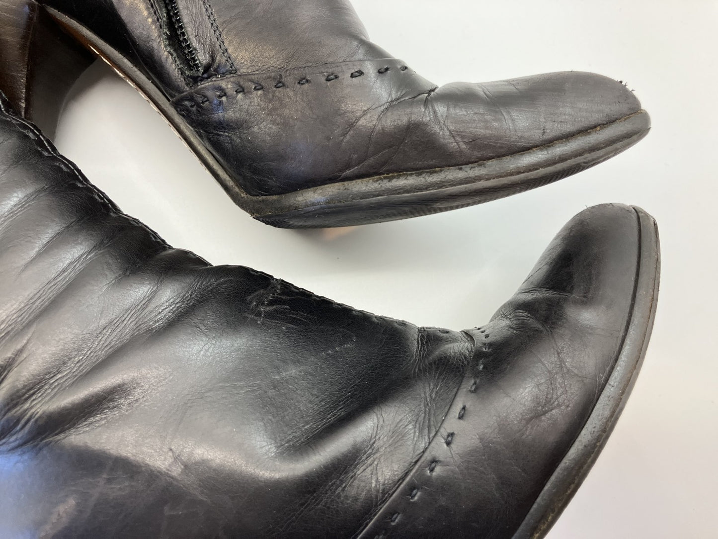 LOUIS VUITTON leather long boots black (EU 35.5)(US 5.5)(22.5 cm)(8.86 inch) heel 8.5 cm with box and bag