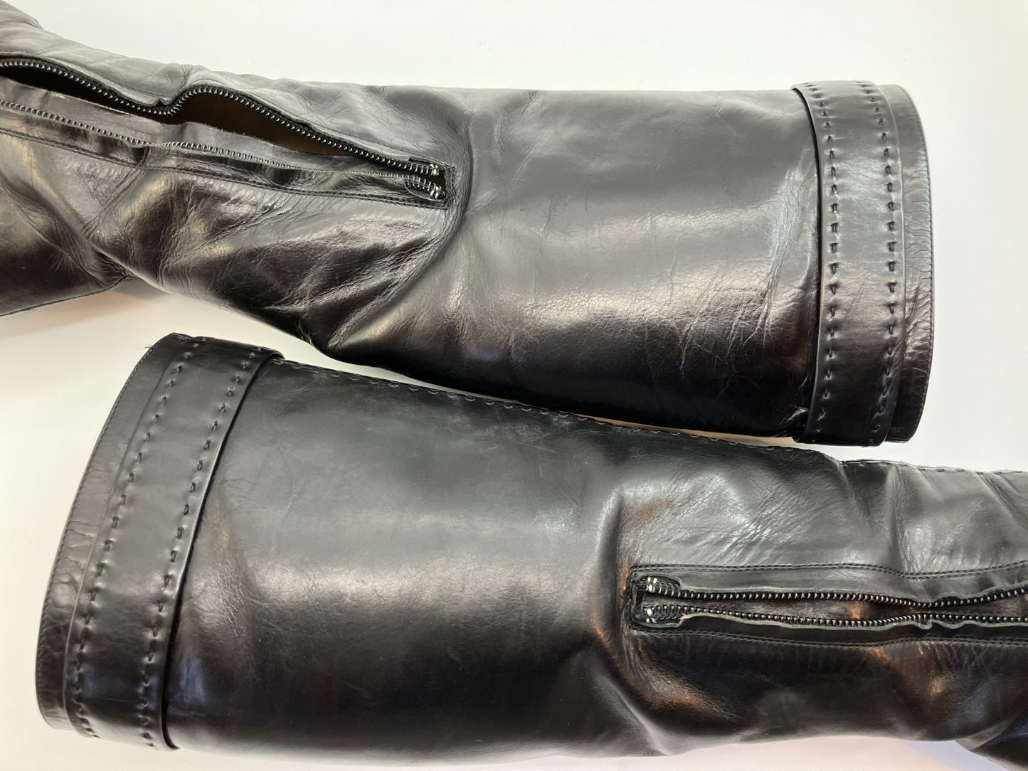LOUIS VUITTON leather long boots black (EU 35.5)(US 5.5)(22.5 cm)(8.86 inch) heel 8.5 cm with box and bag