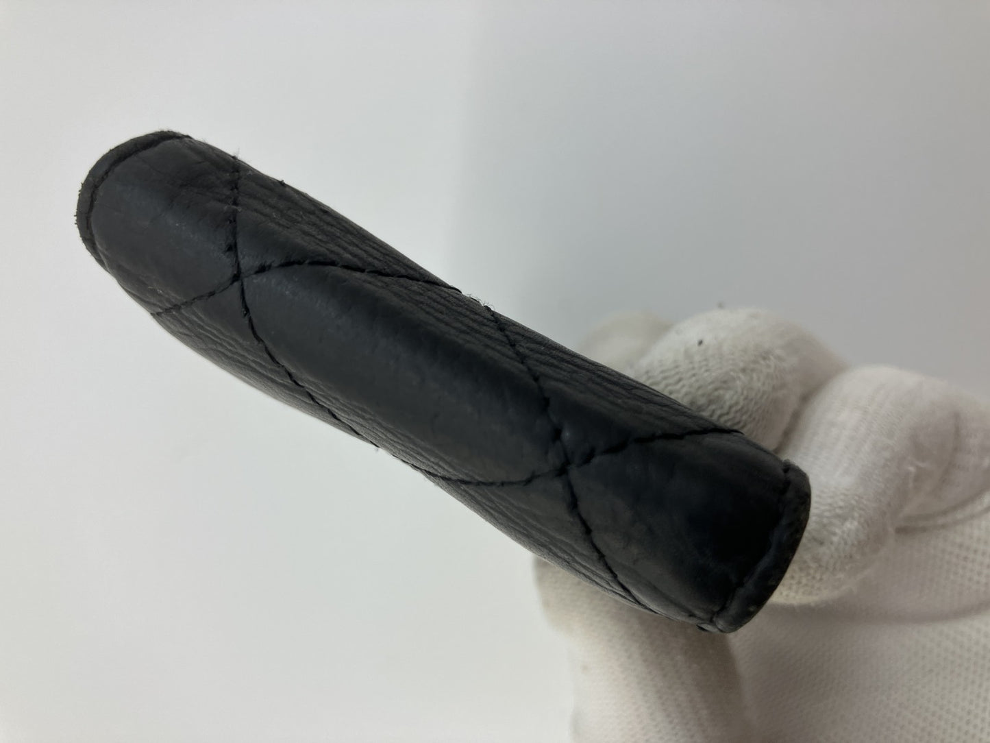 Chanel Phone Case Black Caviar Skin 12.8×6.8×1.5cm Quilted Leather with Serial Sticker Made in France