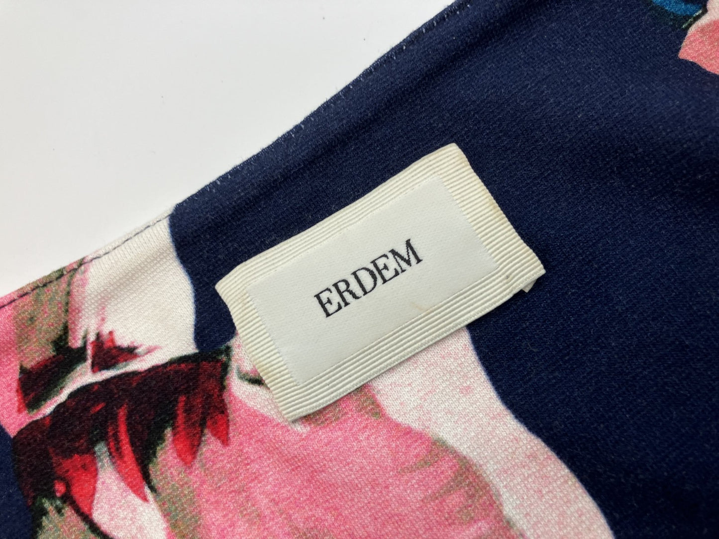 [Wearing picture included] ERDEM Navy x Pink Floral Print Bodycon Dress S-M Size