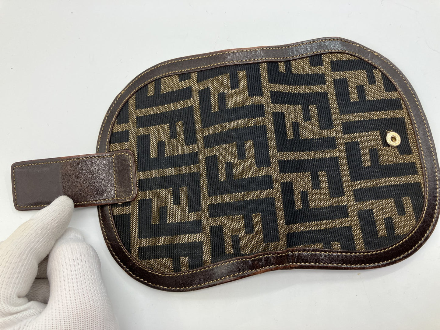 Fendi Zucca Bifold Wallet Brown Canvas Leather FF Logo Vintage Italy Authentic