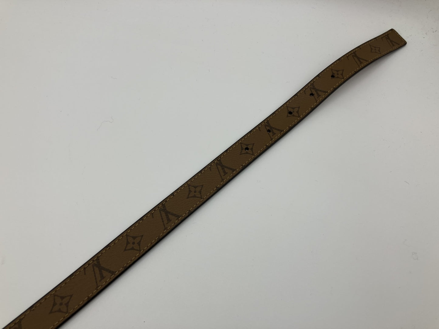 Louis Vuitton Belt Monogram Canvas Brown Gold Buckle 81cm x 2cm Made in Spain (Defect: Missing Bar)