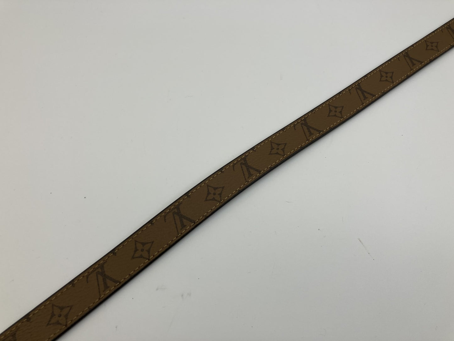 Louis Vuitton Belt Monogram Canvas Brown Gold Buckle 81cm x 2cm Made in Spain (Defect: Missing Bar)