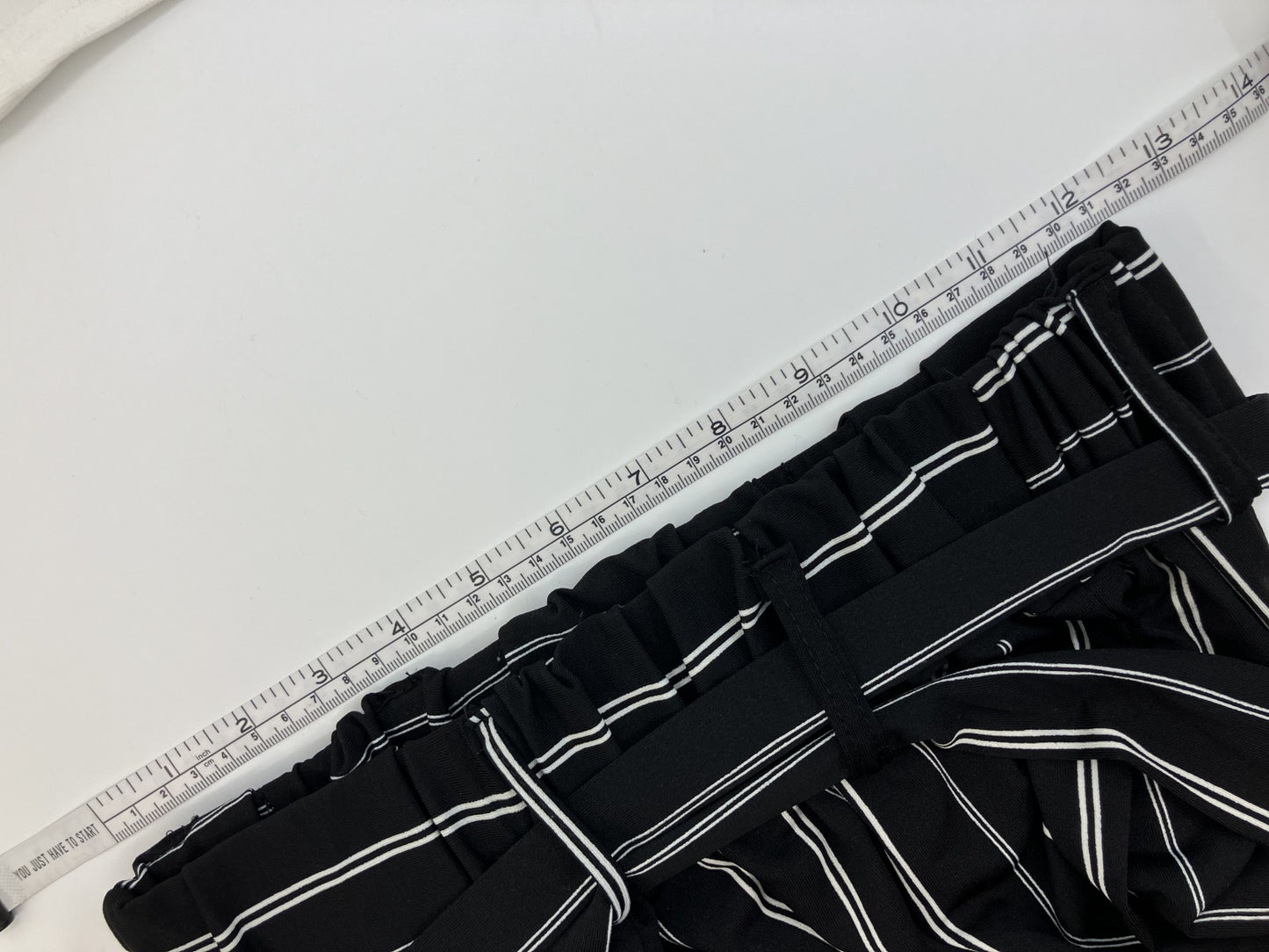 Stripe Pattern Wide Pants & Pearl Top Set Try-on Image Available