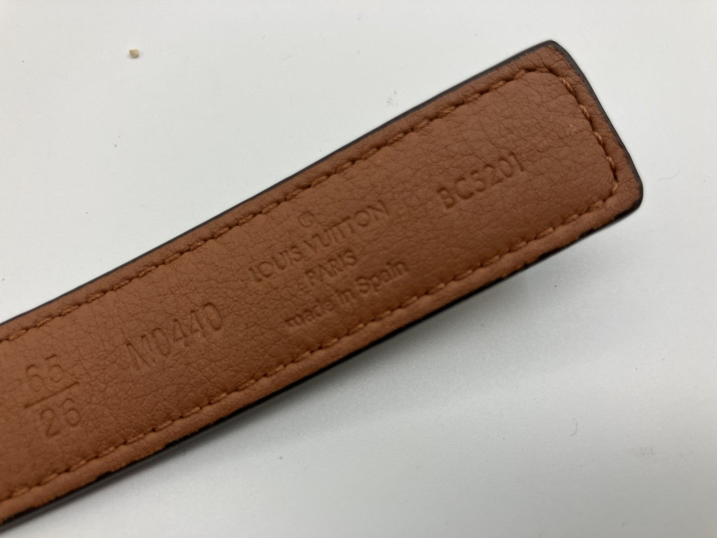 Louis Vuitton Belt Monogram Canvas Brown Gold Buckle 81cm x 2cm Made in Spain (Defect: Missing Bar)