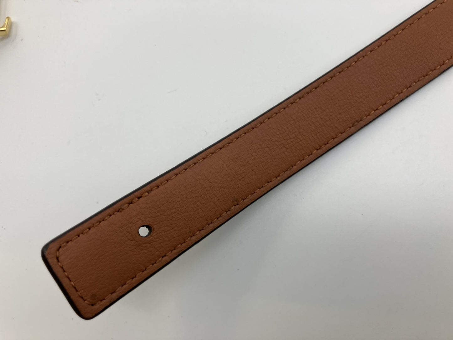 Louis Vuitton Belt Monogram Canvas Brown Gold Buckle 81cm x 2cm Made in Spain (Defect: Missing Bar)