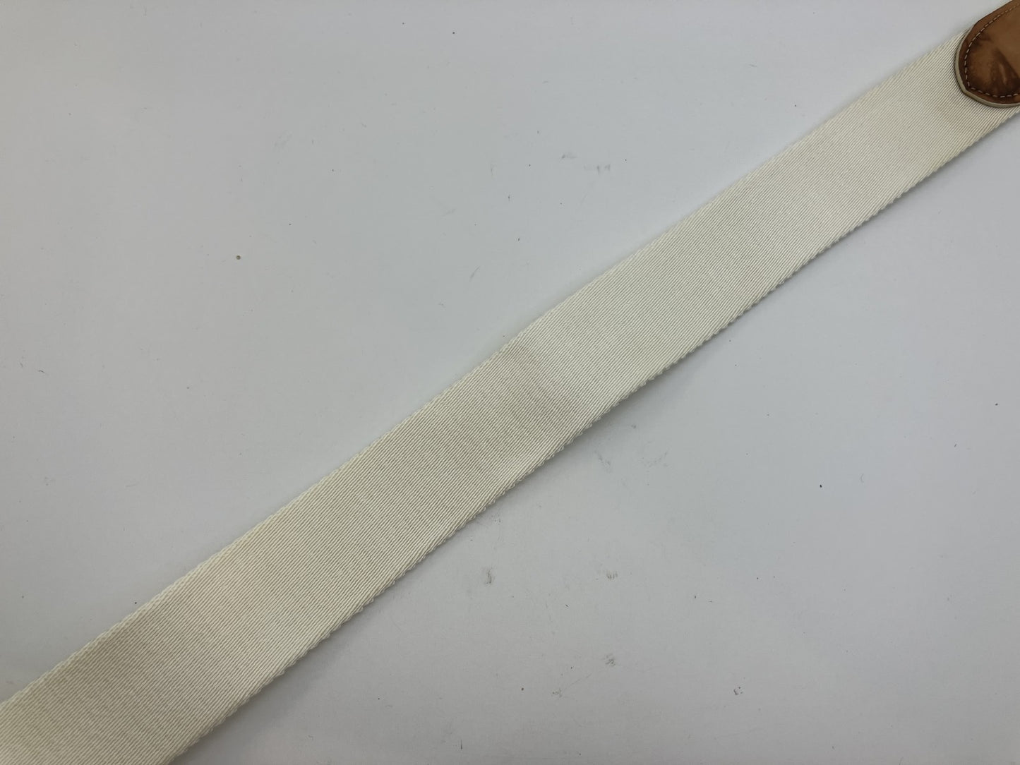 Louis Vuitton Belt White Canvas Leather Round Buckle 94cm x 4cm Made in France (Defect: Broken Buckle)