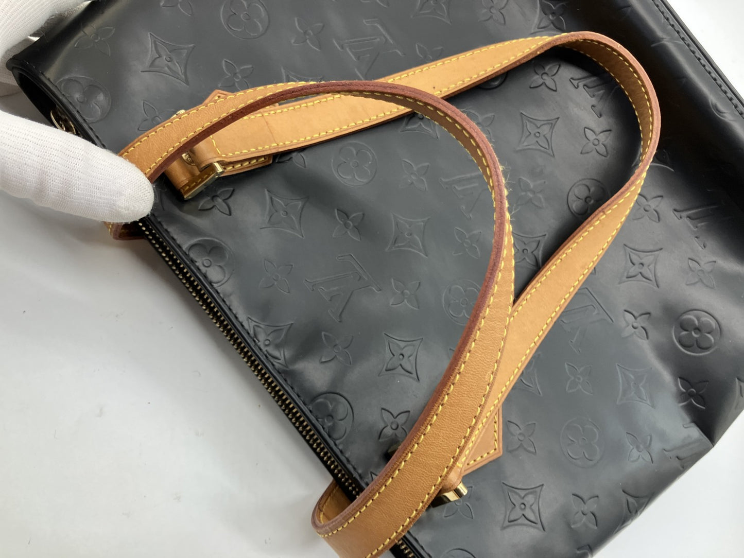 LOUIS VUITTON Vernis Tote Bag Black Recolored TH0051 Patent Leather
