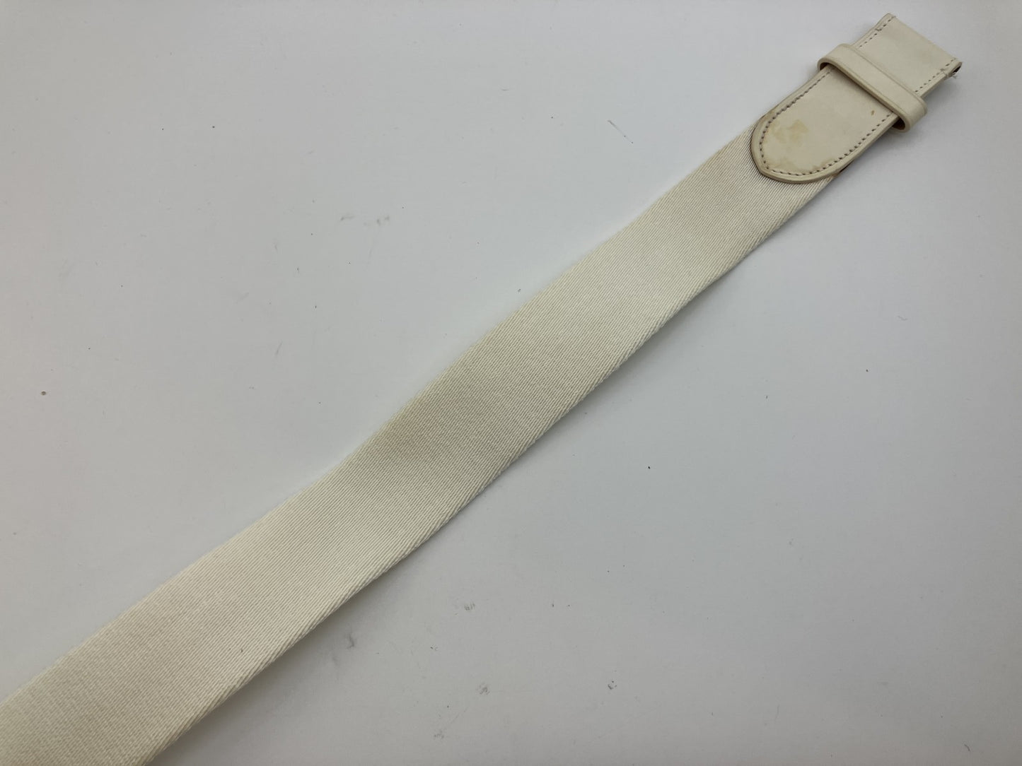 Louis Vuitton Belt White Canvas Leather Round Buckle 94cm x 4cm Made in France (Defect: Broken Buckle)