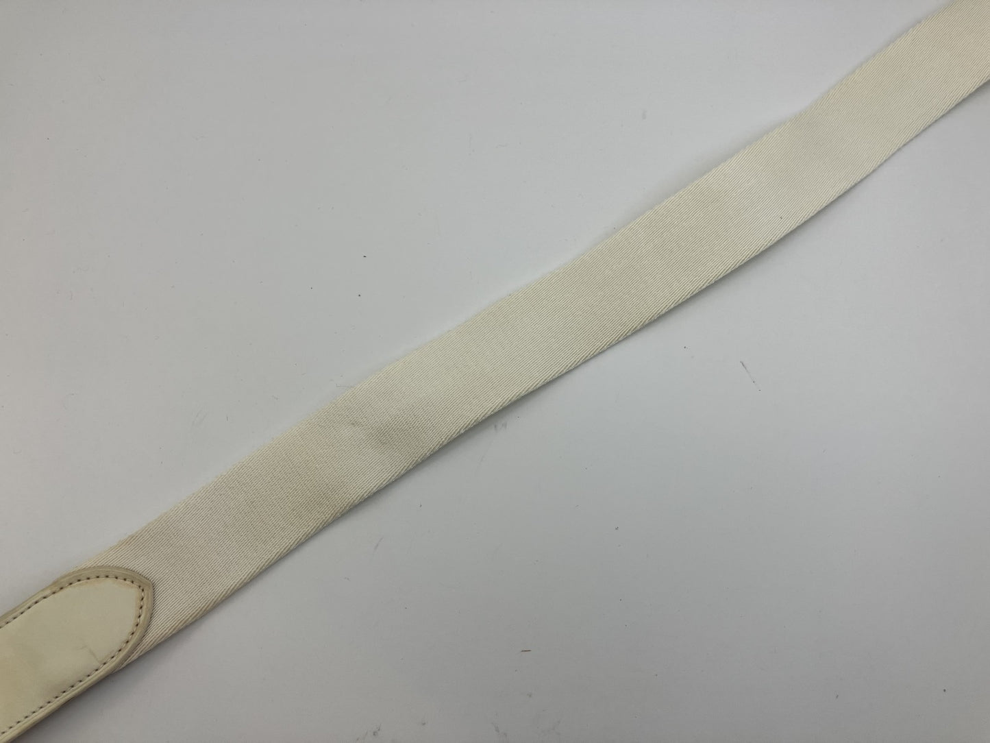 Louis Vuitton Belt White Canvas Leather Round Buckle 94cm x 4cm Made in France (Defect: Broken Buckle)
